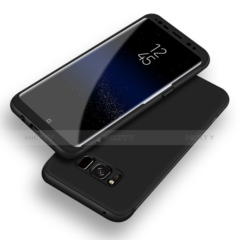 Samsung Galaxy S8用ハードケース プラスチック 質感もマット 前面と背面 360度 フルカバー Q03 サムスン ブラック