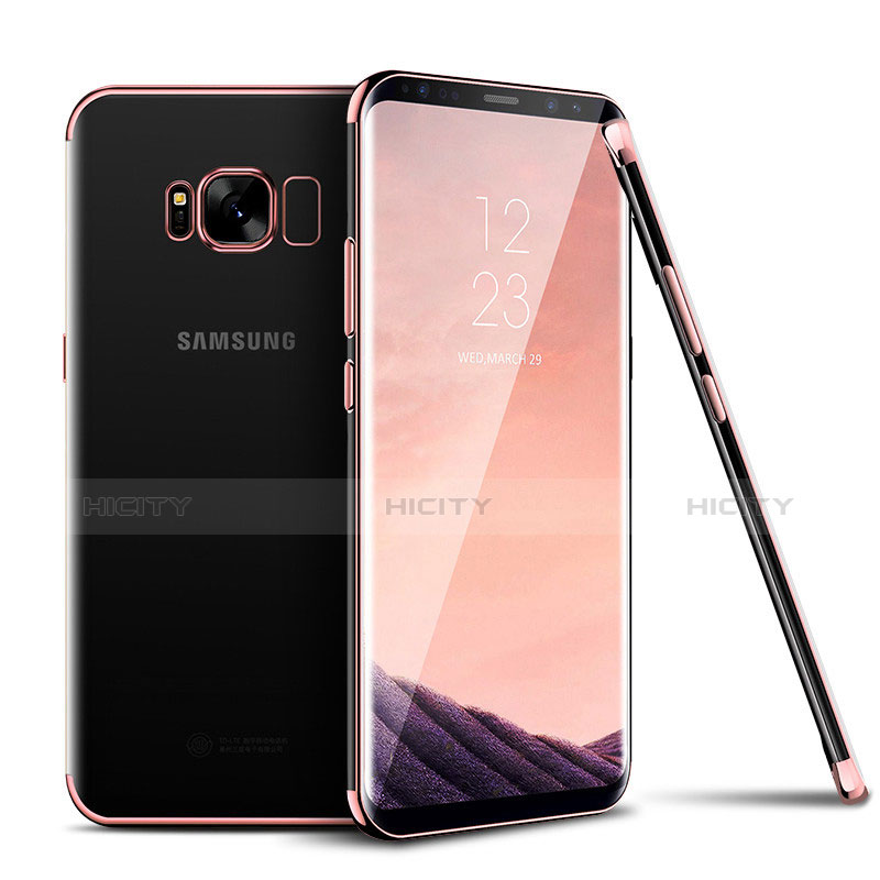 Samsung Galaxy S8用極薄ソフトケース シリコンケース 耐衝撃 全面保護 クリア透明 H04 サムスン ローズゴールド