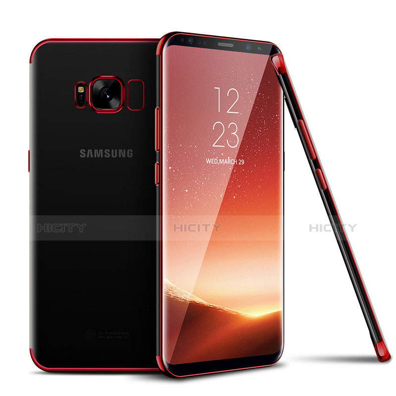 Samsung Galaxy S8用極薄ソフトケース シリコンケース 耐衝撃 全面保護 クリア透明 H04 サムスン レッド