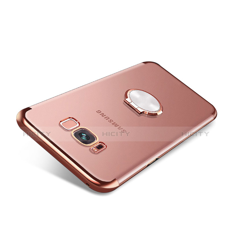 Samsung Galaxy S8用極薄ソフトケース シリコンケース 耐衝撃 全面保護 クリア透明 アンド指輪 マグネット式 S01 サムスン ローズゴールド