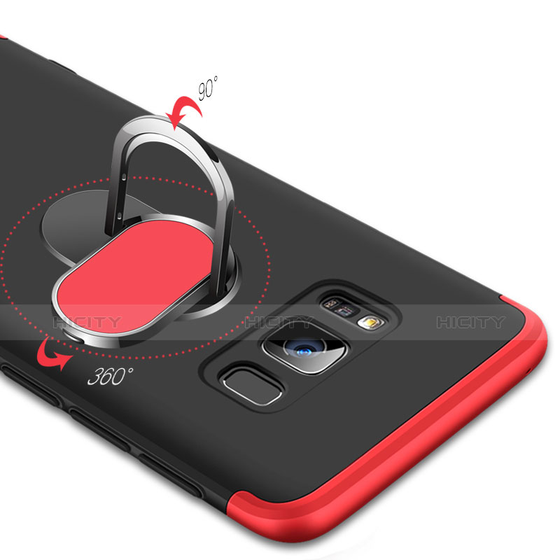 Samsung Galaxy S8用ハードケース プラスチック 質感もマット 前面と背面 360度 フルカバー アンド指輪 マグネット式 サムスン レッド・ブラック