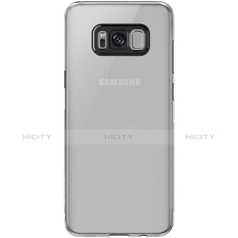 Samsung Galaxy S8用極薄ソフトケース シリコンケース 耐衝撃 全面保護 クリア透明 T15 サムスン グレー