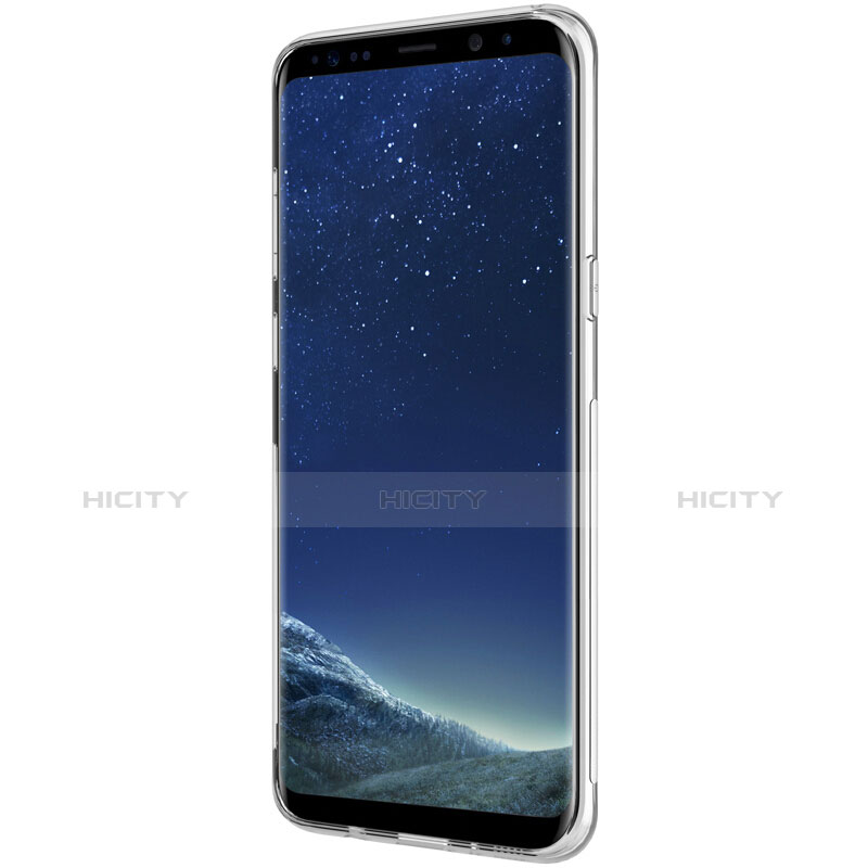 Samsung Galaxy S8用極薄ソフトケース シリコンケース 耐衝撃 全面保護 クリア透明 T15 サムスン グレー