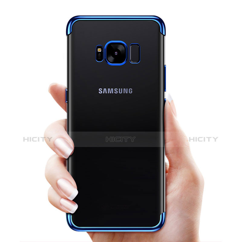 Samsung Galaxy S8用極薄ソフトケース シリコンケース 耐衝撃 全面保護 クリア透明 T17 サムスン ネイビー