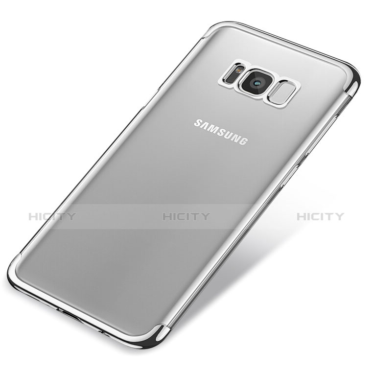 Samsung Galaxy S8用極薄ソフトケース シリコンケース 耐衝撃 全面保護 クリア透明 T17 サムスン シルバー