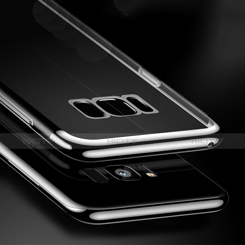 Samsung Galaxy S8用極薄ソフトケース シリコンケース 耐衝撃 全面保護 クリア透明 T17 サムスン シルバー