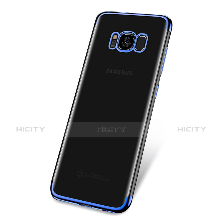Samsung Galaxy S8用極薄ソフトケース シリコンケース 耐衝撃 全面保護 クリア透明 T18 サムスン ネイビー