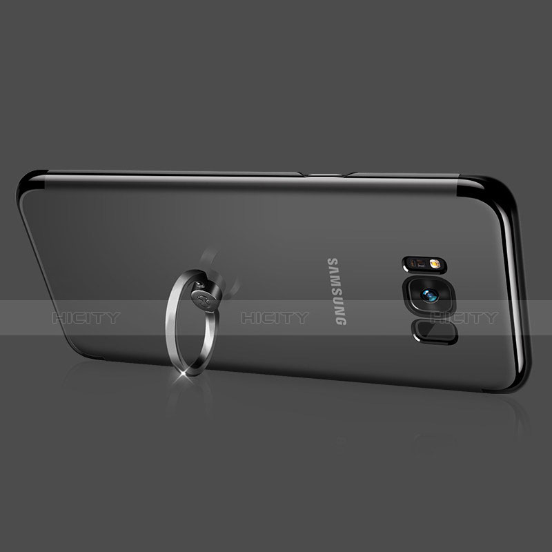 Samsung Galaxy S8用極薄ソフトケース シリコンケース 耐衝撃 全面保護 クリア透明 アンド指輪 サムスン クリア