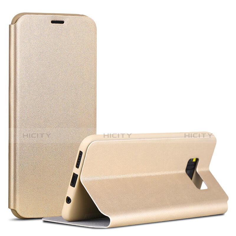 Samsung Galaxy S8用手帳型 レザーケース スタンド カバー P01 サムスン ゴールド
