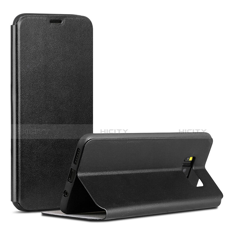 Samsung Galaxy S8用手帳型 レザーケース スタンド カバー P01 サムスン ブラック