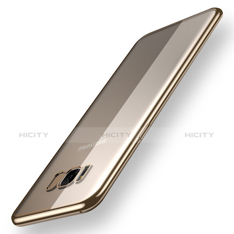 Samsung Galaxy S8用極薄ソフトケース シリコンケース 耐衝撃 全面保護 クリア透明 H05 サムスン ゴールド