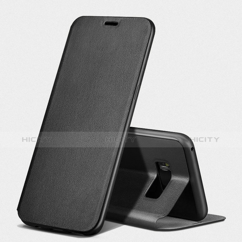 Samsung Galaxy S8用手帳型 レザーケース スタンド L02 サムスン ブラック