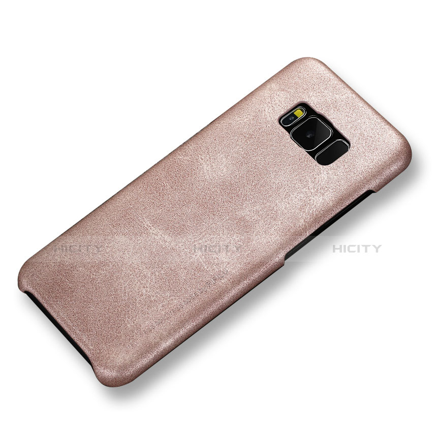 Samsung Galaxy S8用ケース 高級感 手触り良いレザー柄 L02 サムスン ローズゴールド
