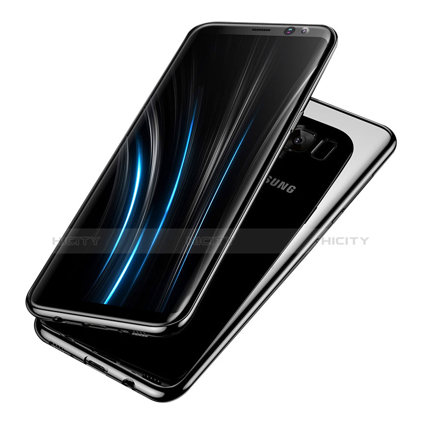 Samsung Galaxy S8用極薄ソフトケース シリコンケース 耐衝撃 全面保護 クリア透明 H06 サムスン ブラック