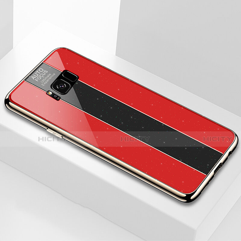 Samsung Galaxy S8用ハイブリットバンパーケース プラスチック 鏡面 カバー S01 サムスン レッド