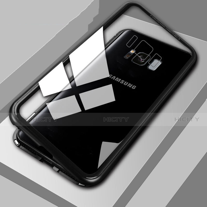 Samsung Galaxy S8用ケース 高級感 手触り良い アルミメタル 製の金属製 360度 フルカバーバンパー 鏡面 カバー M04 サムスン ブラック