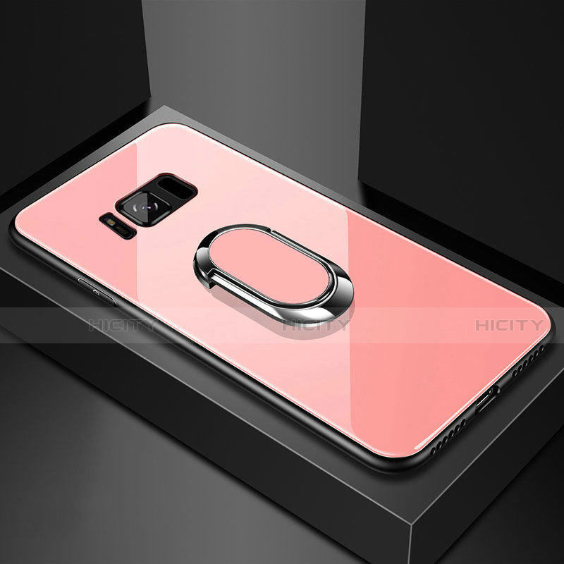 Samsung Galaxy S8用ハイブリットバンパーケース プラスチック 鏡面 カバー アンド指輪 マグネット式 サムスン ローズゴールド