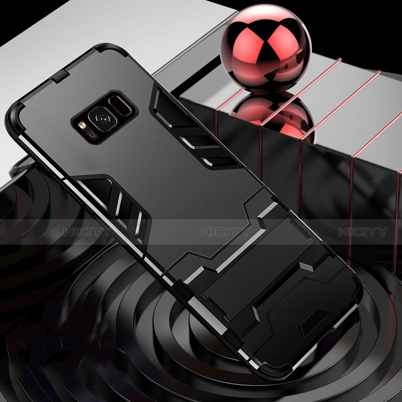 Samsung Galaxy S8用ハイブリットバンパーケース スタンド プラスチック 兼シリコーン カバー A01 サムスン ブラック