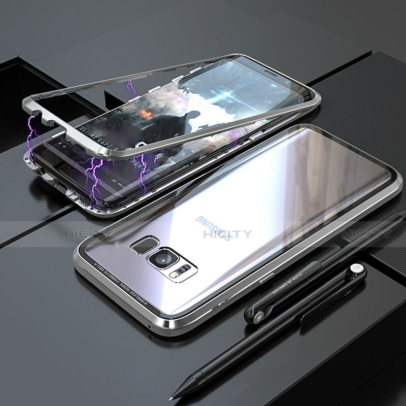 Samsung Galaxy S8用ケース 高級感 手触り良い アルミメタル 製の金属製 360度 フルカバーバンパー 鏡面 カバー M05 サムスン 