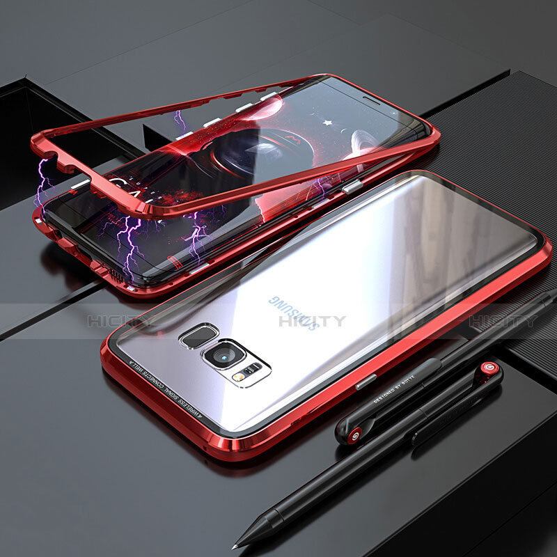 Samsung Galaxy S8用ケース 高級感 手触り良い アルミメタル 製の金属製 360度 フルカバーバンパー 鏡面 カバー M05 サムスン 