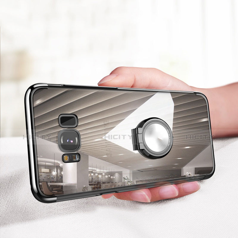 Samsung Galaxy S8用極薄ソフトケース シリコンケース 耐衝撃 全面保護 クリア透明 アンド指輪 マグネット式 S01 サムスン 