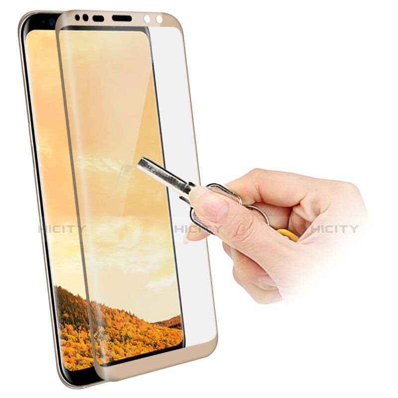 Samsung Galaxy S8用強化ガラス フル液晶保護フィルム F06 サムスン ゴールド