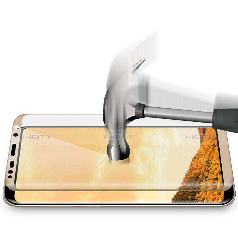 Samsung Galaxy S8用強化ガラス フル液晶保護フィルム F06 サムスン ゴールド