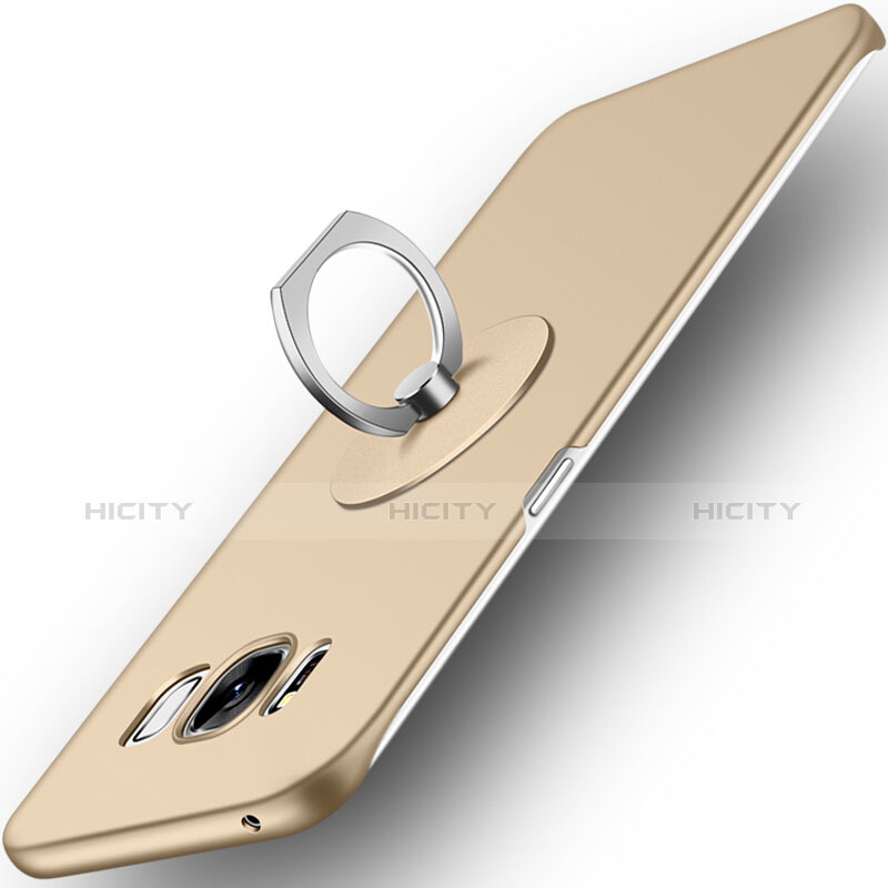 Samsung Galaxy S8 Plus用ハードケース プラスチック 質感もマット アンド指輪 サムスン ゴールド
