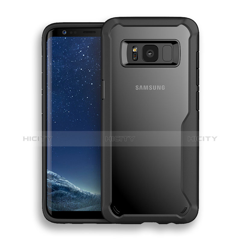 Samsung Galaxy S8 Plus用ハイブリットバンパーケース クリア透明 プラスチック サムスン ブラック