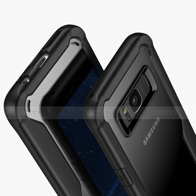 Samsung Galaxy S8 Plus用ハイブリットバンパーケース クリア透明 プラスチック サムスン ブラック