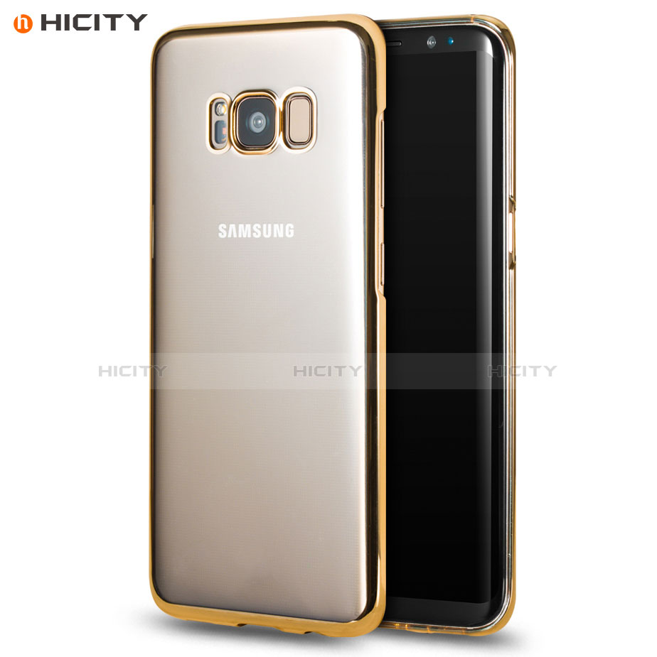 Samsung Galaxy S8 Plus用バンパーケース クリア透明 サムスン ゴールド