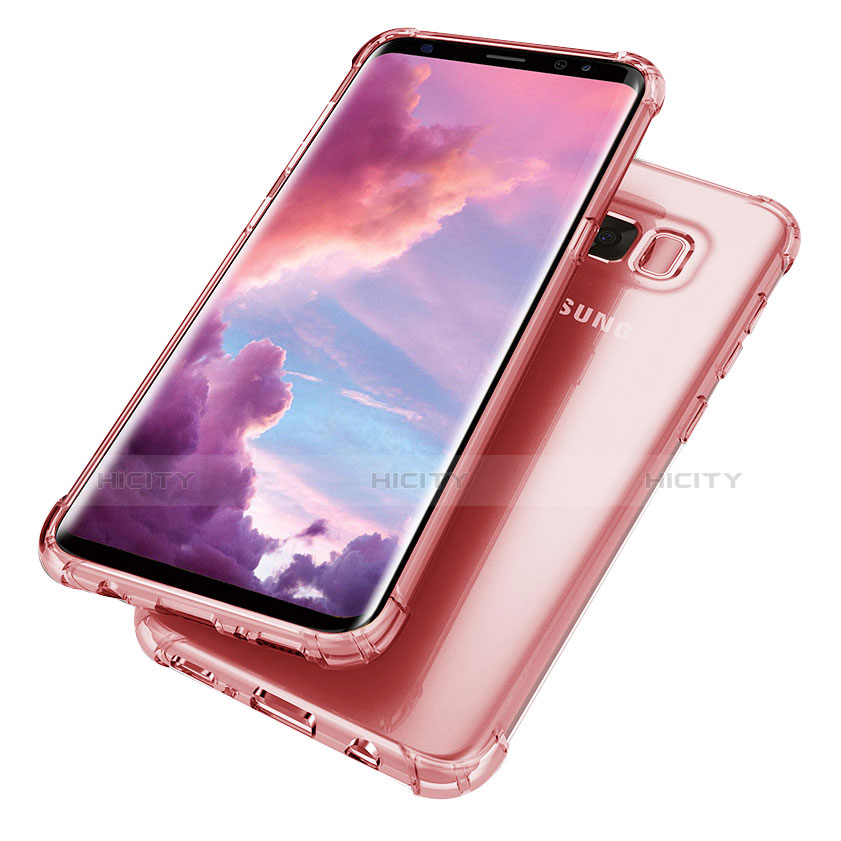 Samsung Galaxy S8 Plus用極薄ソフトケース シリコンケース 耐衝撃 全面保護 クリア透明 H02 サムスン ピンク