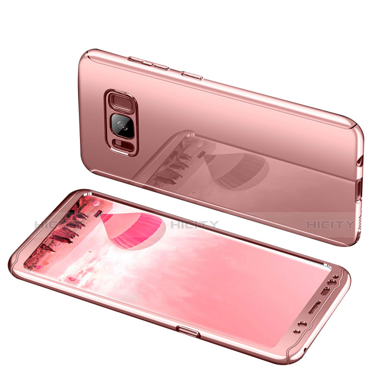 Samsung Galaxy S8 Plus用ハードケース プラスチック 質感もマット 前面と背面 360度 フルカバー サムスン ローズゴールド