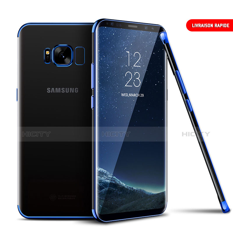 Samsung Galaxy S8 Plus用極薄ソフトケース シリコンケース 耐衝撃 全面保護 クリア透明 T09 サムスン ネイビー