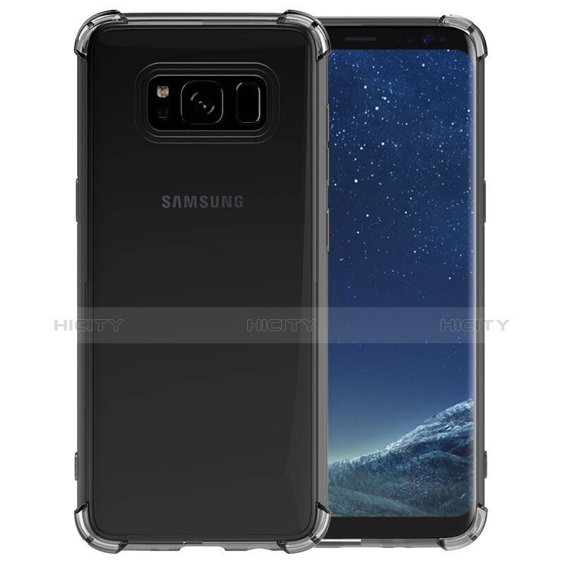 Samsung Galaxy S8 Plus用極薄ソフトケース シリコンケース 耐衝撃 全面保護 クリア透明 T10 サムスン グレー