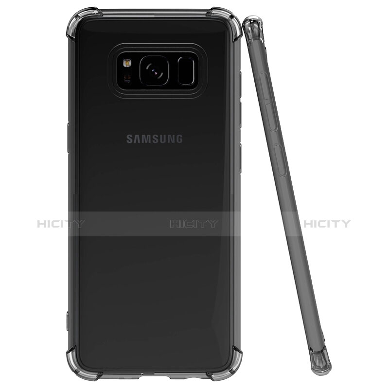 Samsung Galaxy S8 Plus用極薄ソフトケース シリコンケース 耐衝撃 全面保護 クリア透明 T10 サムスン グレー