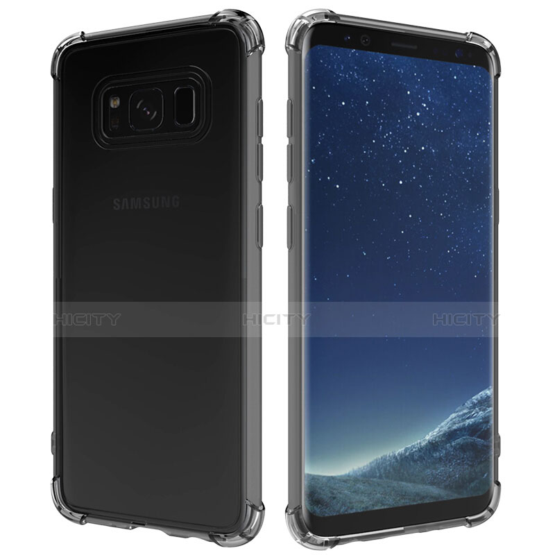 Samsung Galaxy S8 Plus用極薄ソフトケース シリコンケース 耐衝撃 全面保護 クリア透明 T10 サムスン グレー