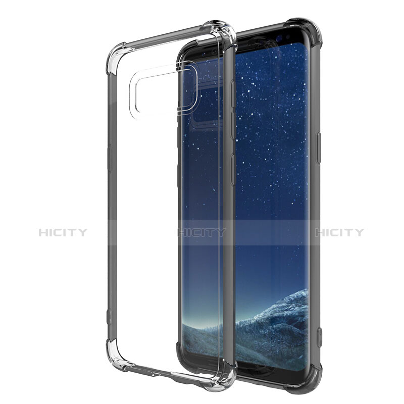 Samsung Galaxy S8 Plus用極薄ソフトケース シリコンケース 耐衝撃 全面保護 クリア透明 T10 サムスン グレー