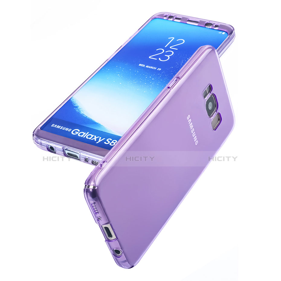 Samsung Galaxy S8 Plus用ソフトケース フルカバー クリア透明 サムスン パープル