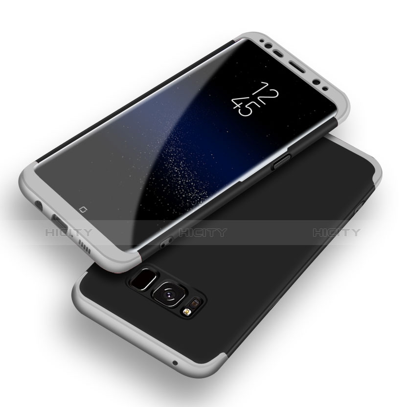 Samsung Galaxy S8 Plus用ハードケース プラスチック 質感もマット 前面と背面 360度 フルカバー Q03 サムスン シルバー
