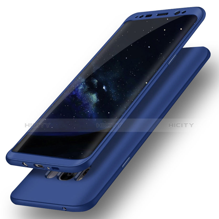 Samsung Galaxy S8 Plus用ハードケース プラスチック 質感もマット 前面と背面 360度 フルカバー Q02 サムスン ネイビー