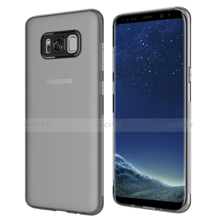 Samsung Galaxy S8 Plus用極薄ソフトケース シリコンケース 耐衝撃 全面保護 クリア透明 T15 サムスン ブラック