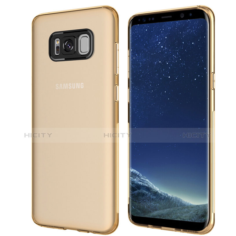 Samsung Galaxy S8 Plus用極薄ソフトケース シリコンケース 耐衝撃 全面保護 クリア透明 T15 サムスン ゴールド