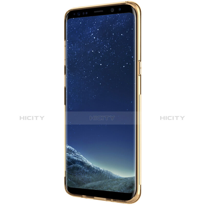 Samsung Galaxy S8 Plus用極薄ソフトケース シリコンケース 耐衝撃 全面保護 クリア透明 T15 サムスン ゴールド