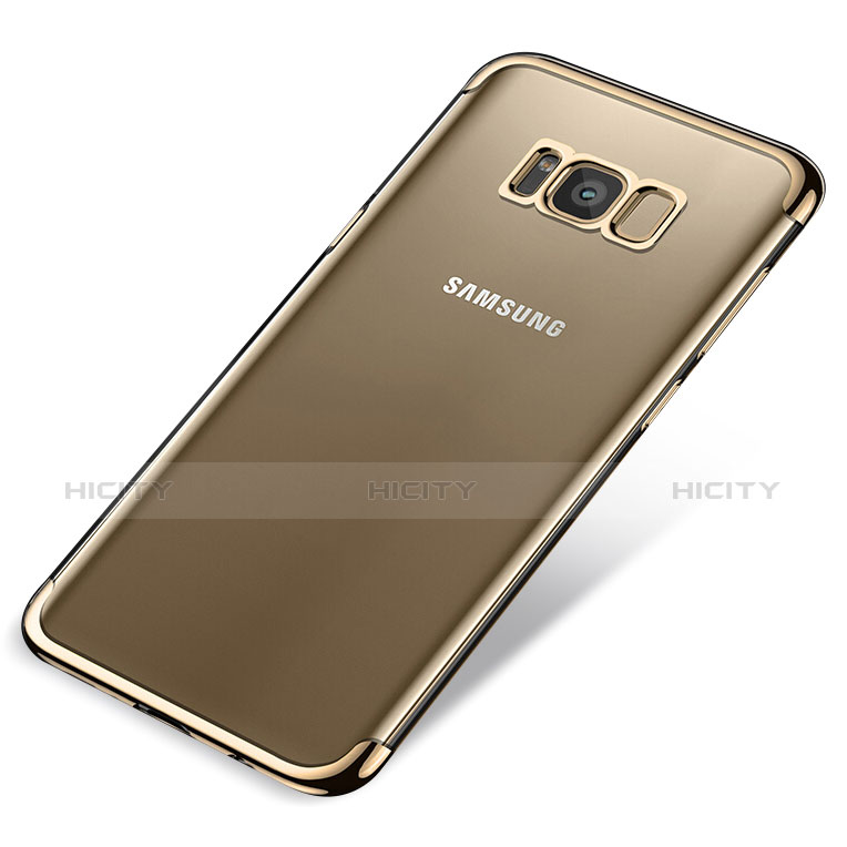 Samsung Galaxy S8 Plus用極薄ソフトケース シリコンケース 耐衝撃 全面保護 クリア透明 T17 サムスン ゴールド