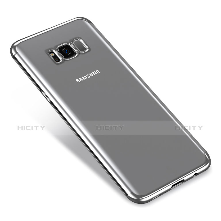 Samsung Galaxy S8 Plus用極薄ソフトケース シリコンケース 耐衝撃 全面保護 クリア透明 T17 サムスン シルバー