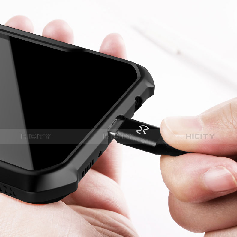 Samsung Galaxy S8 Plus用360度 フルカバーハイブリットバンパーケース クリア透明 プラスチック 鏡面 T03 サムスン ブラック