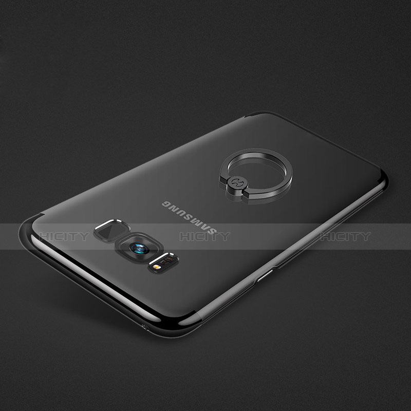 Samsung Galaxy S8 Plus用極薄ソフトケース シリコンケース 耐衝撃 全面保護 クリア透明 アンド指輪 サムスン クリア