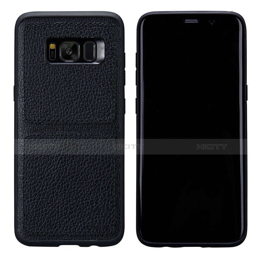 Samsung Galaxy S8 Plus用ケース 高級感 手触り良いレザー柄 L01 サムスン ブラック