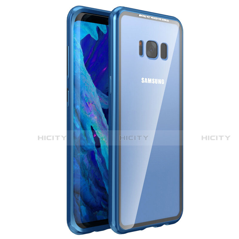 Samsung Galaxy S8 Plus用ケース 高級感 手触り良い アルミメタル 製の金属製 360度 フルカバーバンパー 鏡面 カバー M03 サムスン ネイビー